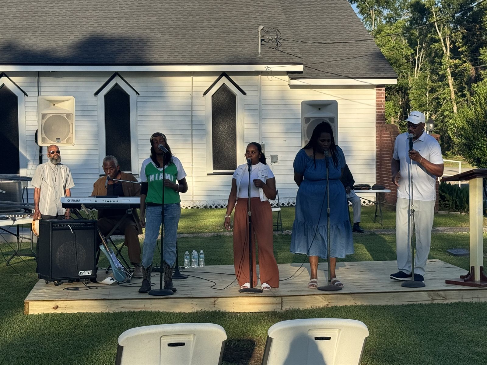 Outdoor community worship service